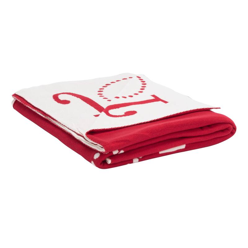 SAFAVIEH Holiday Joy To The World Red/White 50 x 60-inch Throw Blanket
