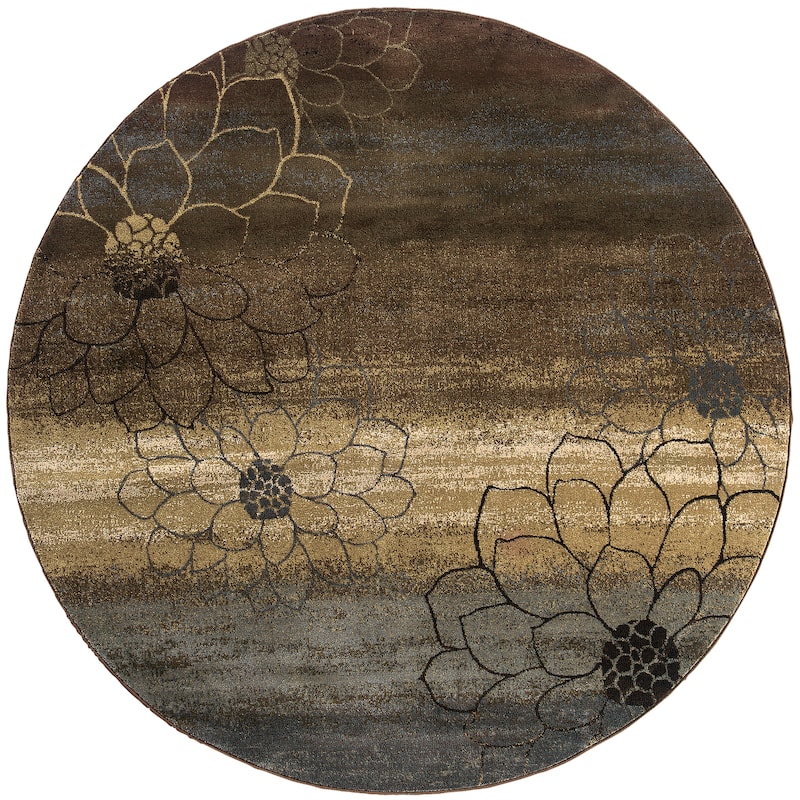 Style Haven Hearthstone Floral Etchings Color Block Area Rug-- - 7'8" Round - Runner/Round