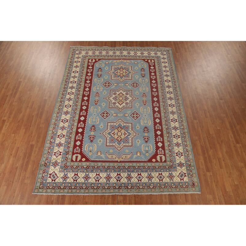Light Blue Kazak Rug Handmade Traditional Oriental Wool Carpet - 8'3"x 11'5"