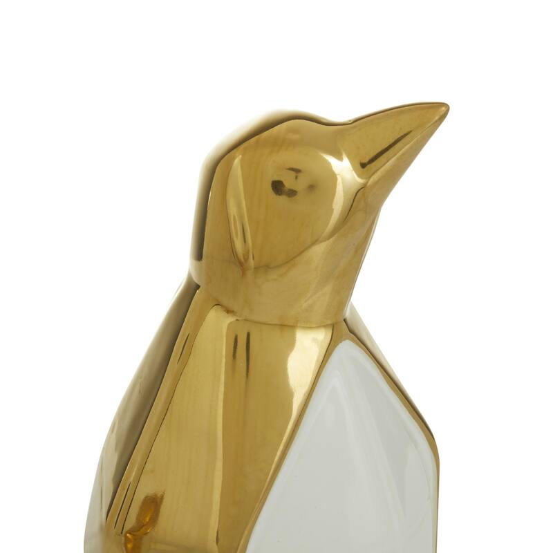 Gold Porcelain Ceramic Penguin Decorative Sculpture (Set of 2)