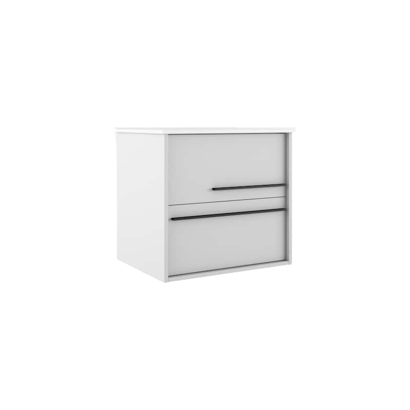 HomeRoots 24" Off White Wood Floating Bathroom Vanity With White Sink And Two Drawers - 24.00 in. x 24.60 in. x 21.60 in.