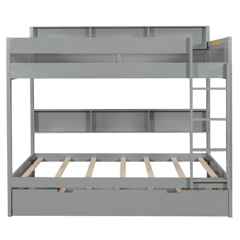 Bunk Bed with Trundle & Dual-Side Storage Shelves by Harper&Bright Designs