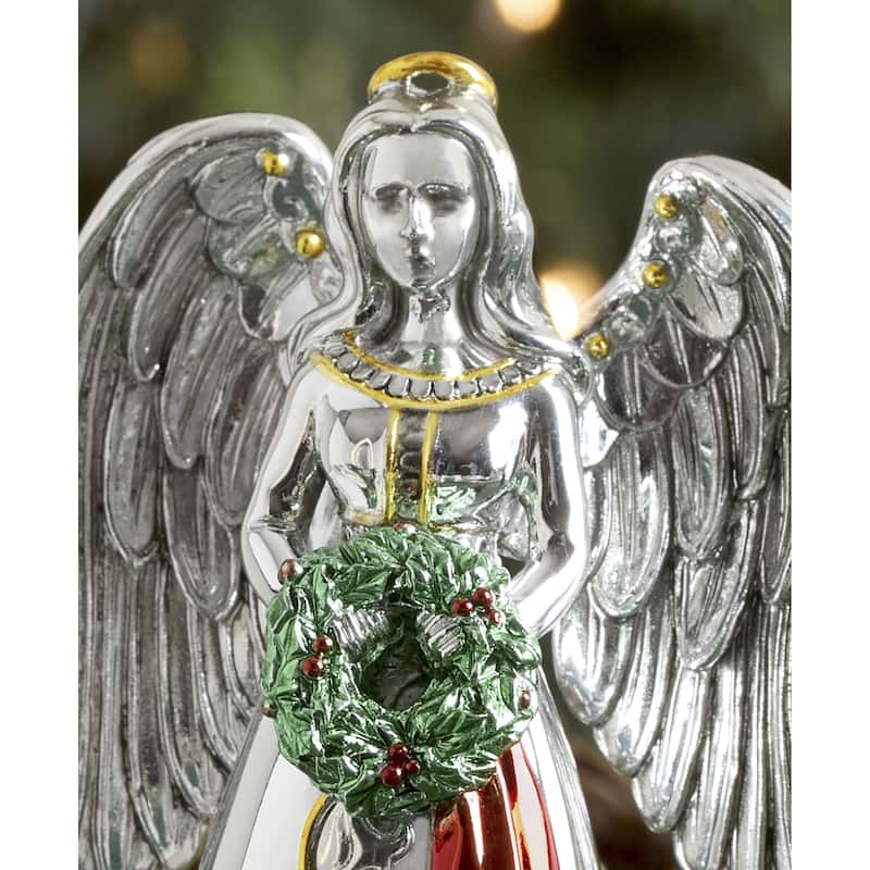 Reed And Barton Vintage Christmas Musical Angel Silverplate Figurine, Silent Night - 3.125" Round