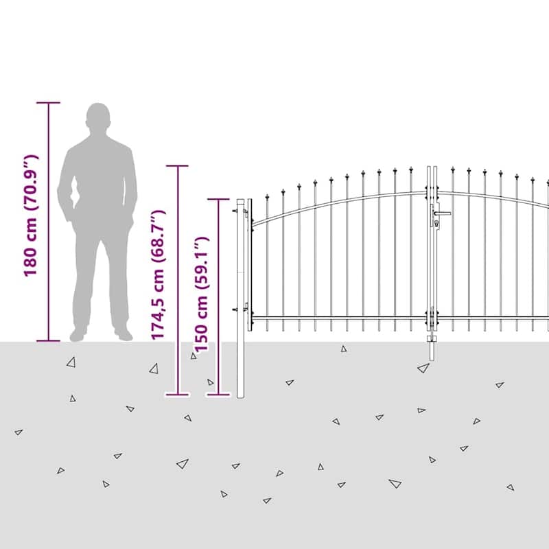 vidaXL Garden Gate with Lock Gray Steel