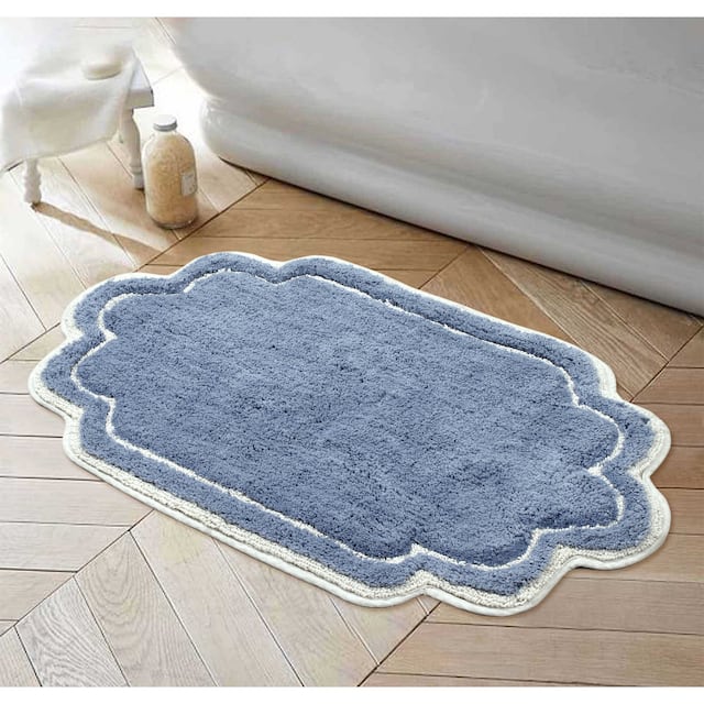 Home Weavers Allure Collection Absorbent Cotton, Machine Washable and Dry Bath Rugs - 24"x40" - Blue