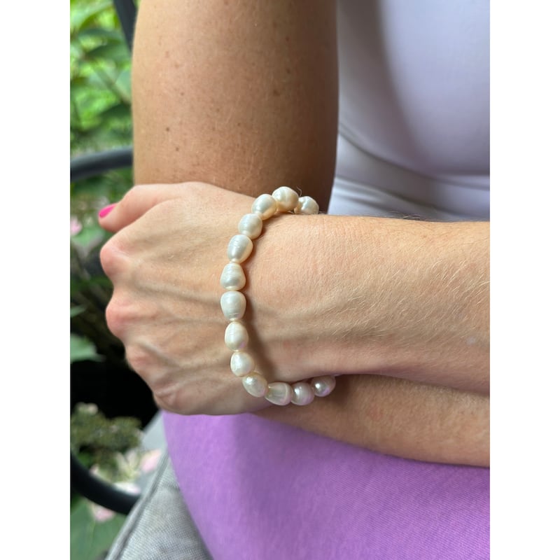 Baroque Pearl Stretch Bracelet - White