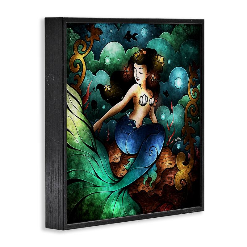 Stupell Vivid Deco Mermaid Framed Giclee Art Design By Mandie Manzano