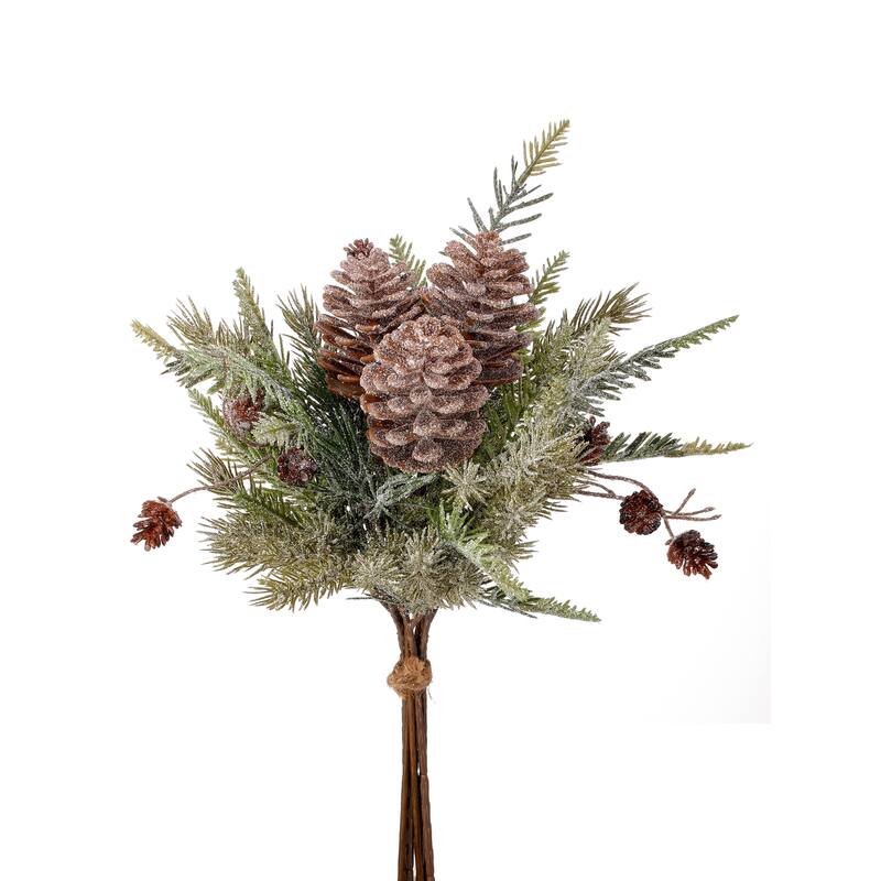 17" Snowy Pine With Cone Bundle