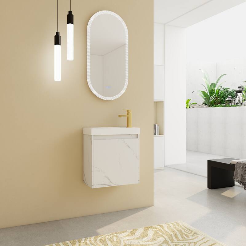GDFStudio - Milo Modern Wall-Mounted Bathroom Vanity with White Resin Sink and Soft-Close Cabinet Door