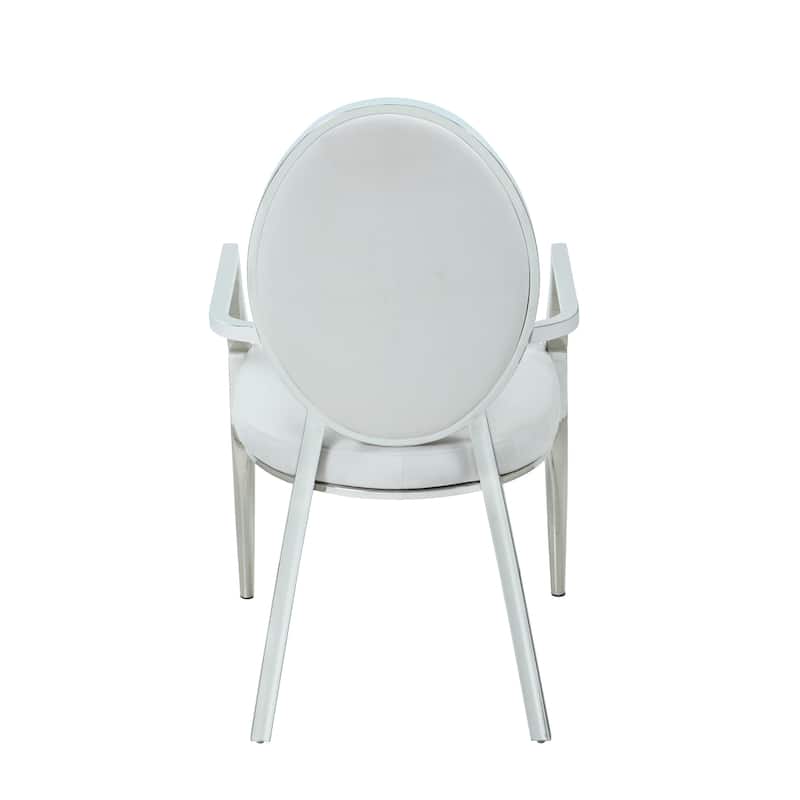 Somette Victory White Tufted Back Arm Chair, Set of 2 - 24.8" x 22.83" x 37.99"