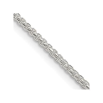 Curata 925 Sterling Silver 1.75mm Half Round Diamond Cut Fancy Box Chain Necklace