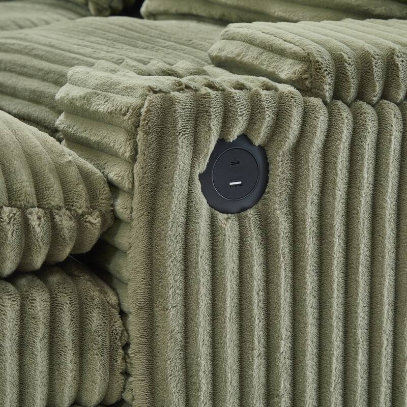 Loveseat Sofa Free-combined Sectional Convertible Sofa Bed with Storage Space, Two Movable Ottomans, Four USB Ports