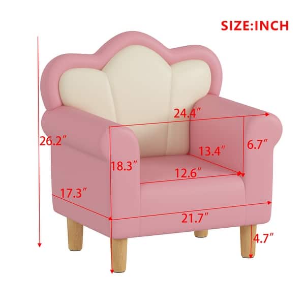 Upholstered Kids Sofa, Princess Armchair for Children, Petal Shape Toddler Sofa Chair for Playroom, Children's Bedroom