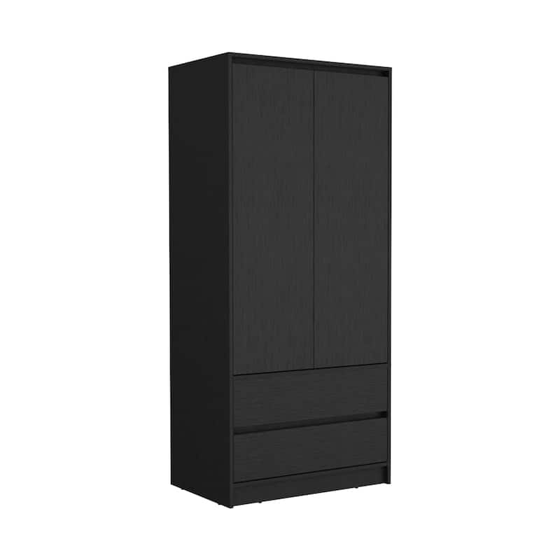 HomeRoots 71" Black Wood Two Door Two Drawer Combo Dresser
