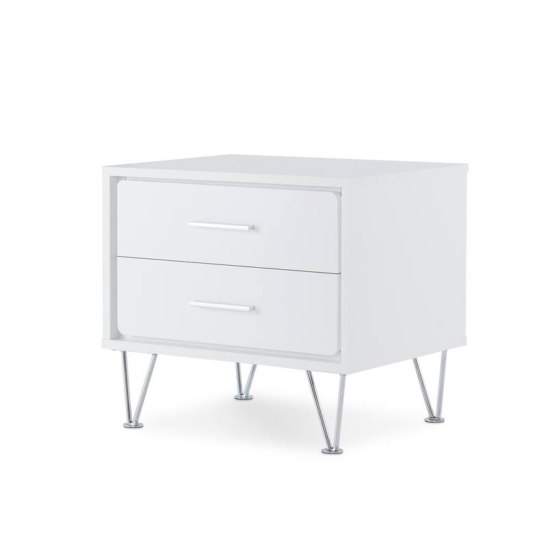 Urban Designs Linear Collection 2-Drawer Nightstand - White
