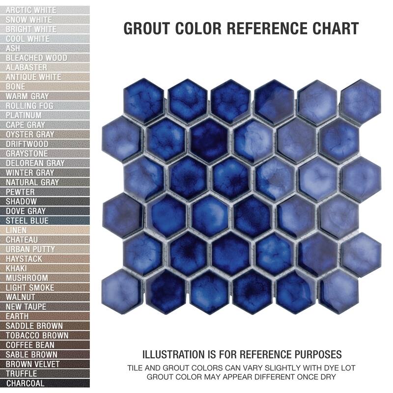 Merola Tile Hudson Due 2" Hex Sapphire 10-7/8" x 12-5/8" Porcelain Floor and Wall Tile