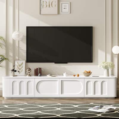 70.9" Wood Floor TV Stand Media Console Cabinet with 2 Drawers, Modern Entertainment Center Cabinet with 2 Cabinets
