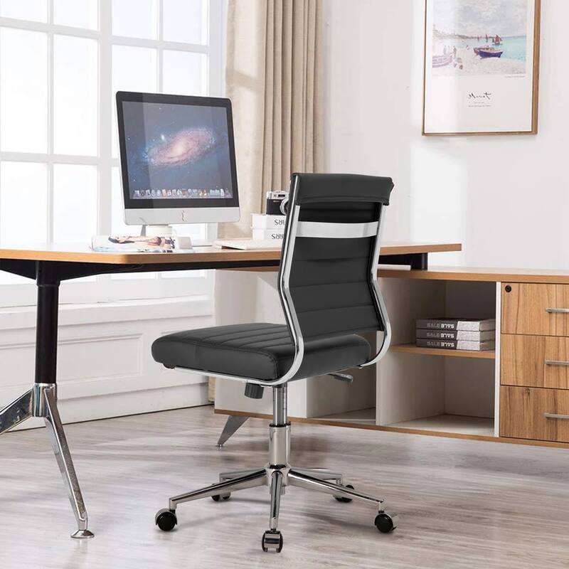 Armless Ergonomic Office Chair Modern Swivel Chair for Home & Office