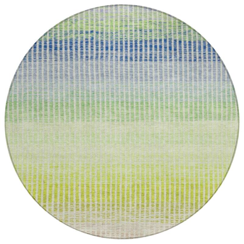 Machine Washable Indoor/ Outdoor Contemporary Stripes Chantille Rug