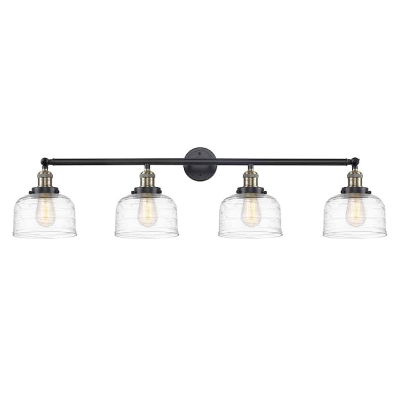Innovations Lighting 215-10-44 Bell Vanity Bell 4 Light 44" Wide - Black Antique Brass / Clear Deco Swirl