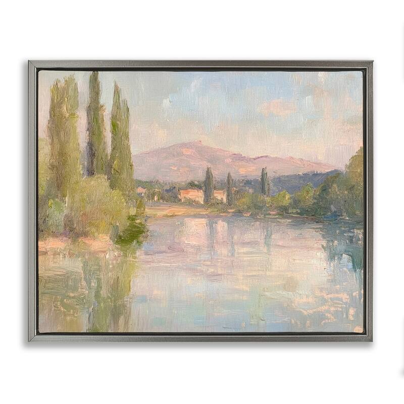 Stupell Place By The Lake Framed Floater Canvas Wall Art Design By Petal Prints Design - 21 x 17 - Grey
