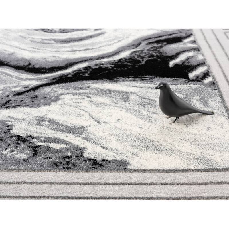 Ksamil Collection Abstract Border Area Rug