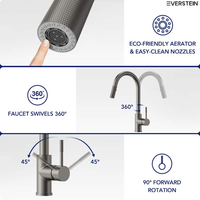 Single-Handle Pull-Down Sprayer Kitchen Faucet with 360° Spout Swivel