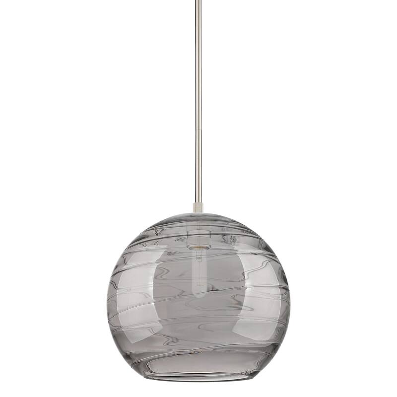 Innovations Lighting 434-1S-12-12 Crown Point Pendant Crown Point 12" - Satin Nickel / Light Smoke Deco Swirl