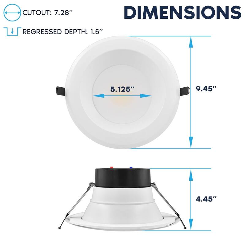 LUXRITE 8 in. Commercial LED Recessed Light J-Box 5CCT 16/24/30W Dimmable 1800/2700/3500LM 120-277V 4 Pack
