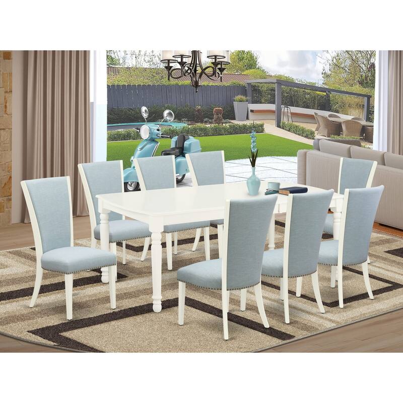 East West Furniture Dinette Set- a Rectangle Dining Table and Linen Fabric Dining Chairs, Linen White (Pieces & Finish Options)