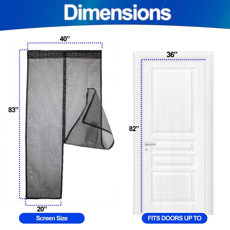 Magnetic Fiberglass Mesh Screen Door - Heavy-Duty Hands-Free Easy Walk Through Closure for Patio & Pets - regular