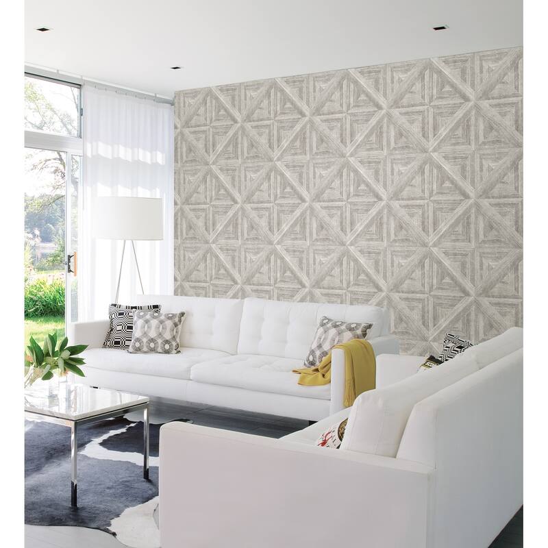 A-Street Prints Carriage White Geometric Wood Wallpaper