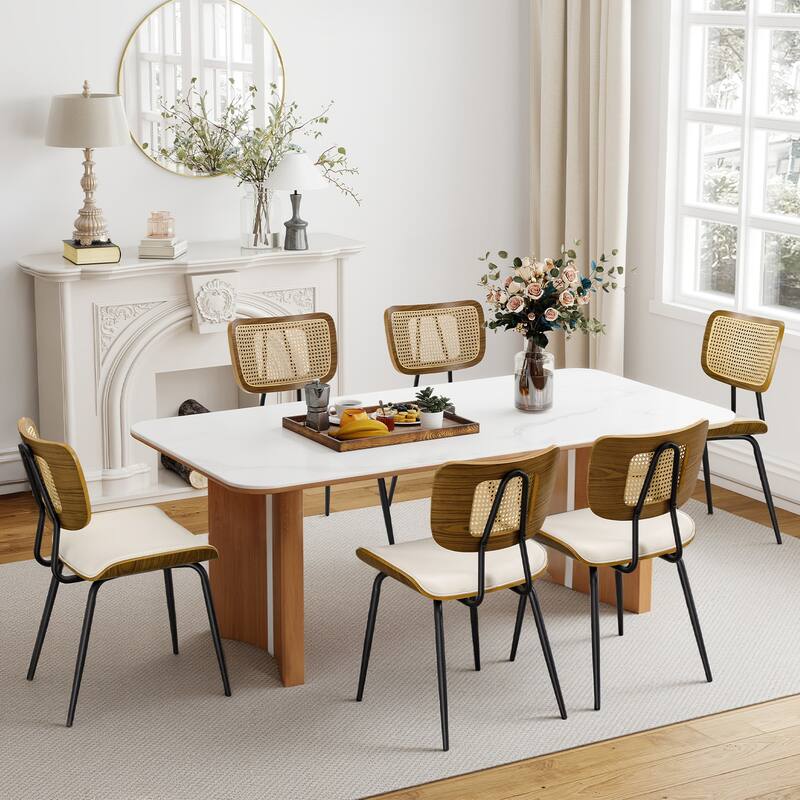 Faux Leather Upholstered Dining Chairs Set of 2/4 - 33.5"H x 19.3"W x 23"D