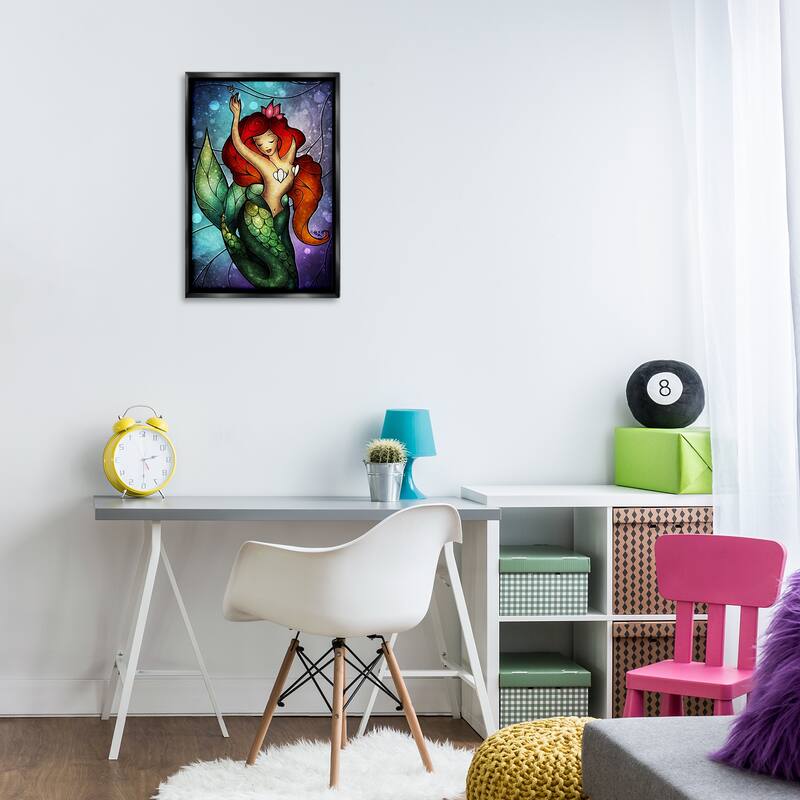Stupell Undersea Dreaming Mermaid Framed Floater Canvas Wall Art Design By Mandie Manzano