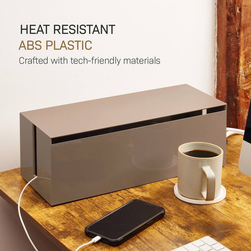 Yamazaki Home Cable Management Box, ABS Plastic, Lid - L 6.1 x W 15.75 x H 5.71 inches