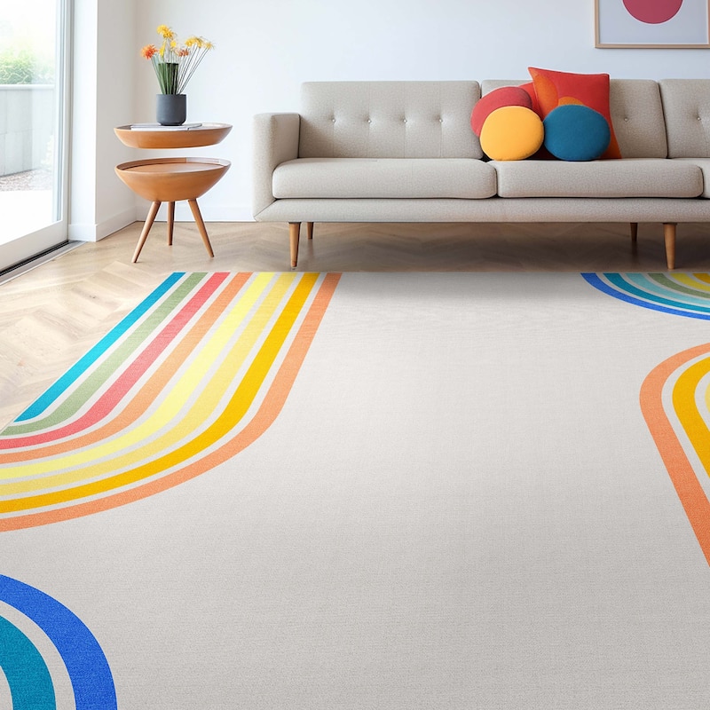 Well Woven Apollo Border Arch Modern Geometric Kids Flat-Weave Rug - 7'10" x 9'10" - Multi Color