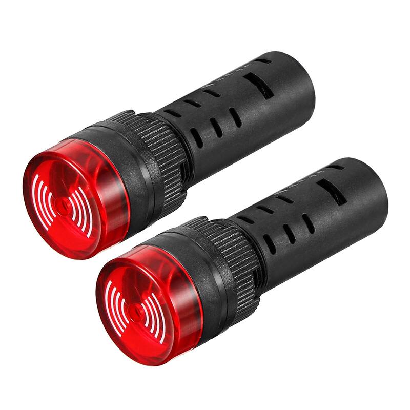 2pcs AC/DC 24V Pilot Light Indicator Flashing Alarm w Buzzer, AD16-16SM Red LED