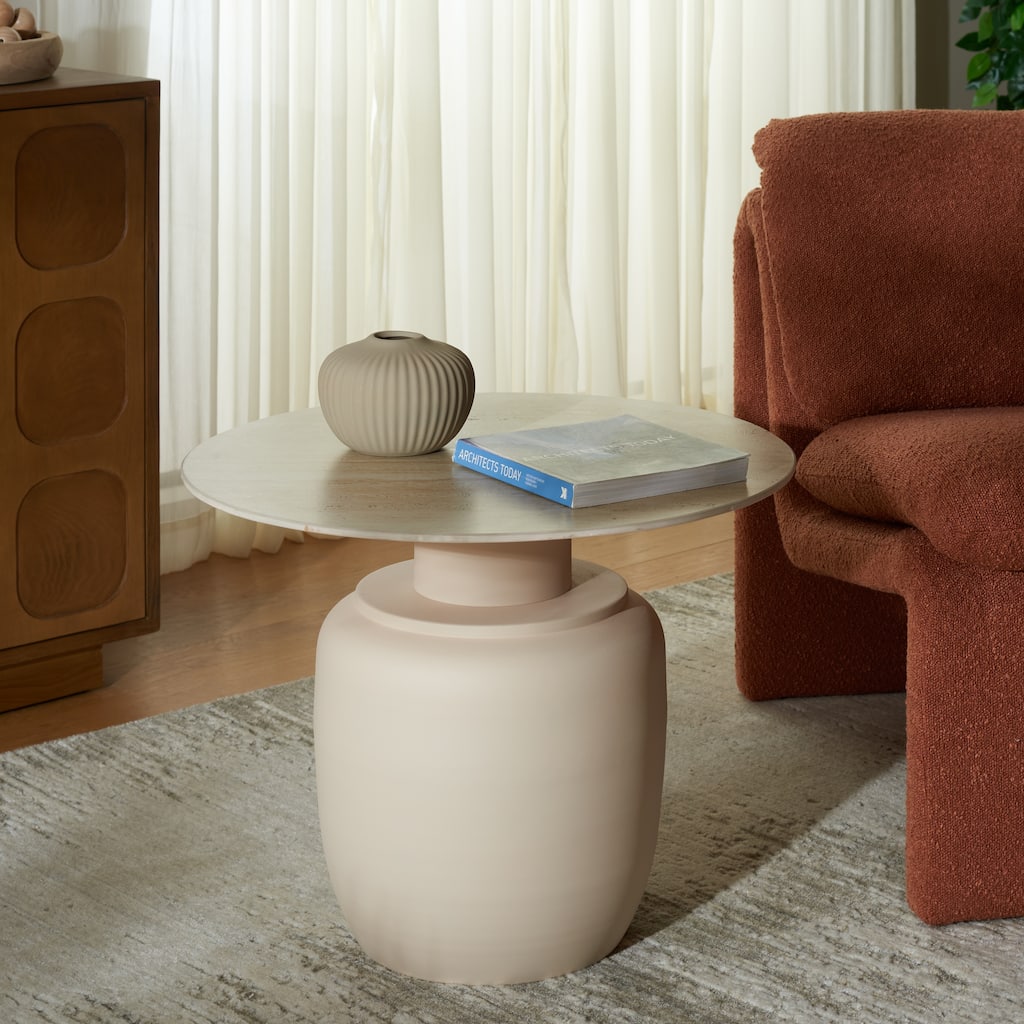 SAFAVIEH Home Kielh Tall Ceramic Side Table, Fully Assembled - 24"W x 24"D x 19"H