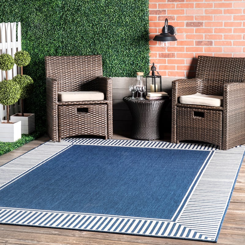 Nuloom Leah Classic Bordered Indoor/Outdoor Area Rug - 5' x 8' - Navy