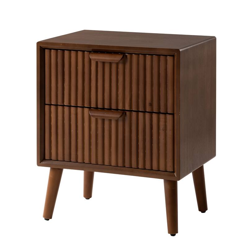COSIEST Modern Brown Solid Wood Nightstand with Drawer