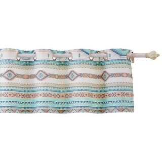 Kiev 84 Inch Window Valance, Microfiber Blue Southwest Design, Grommets ...