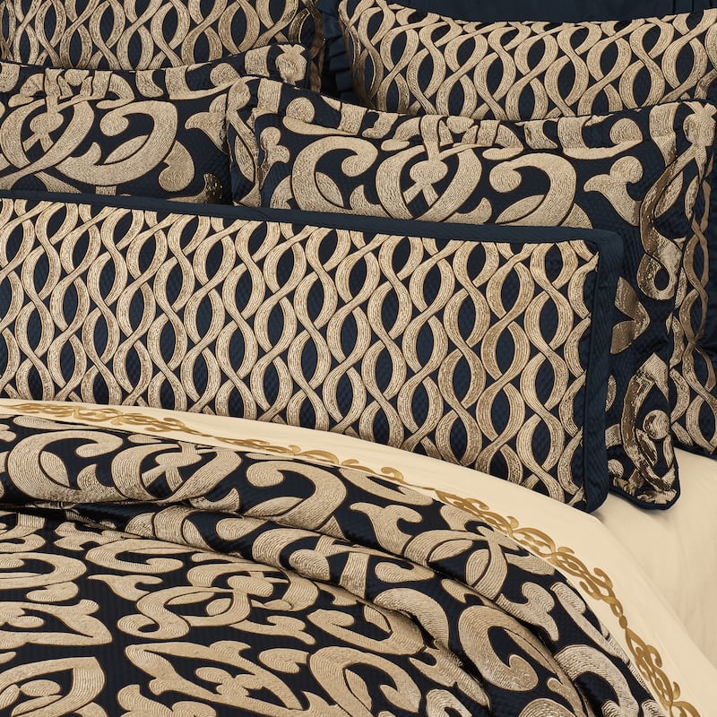J. Queen New York Biagio Bolster Decorative Throw Pillow - Accent - Polyester - Navy
