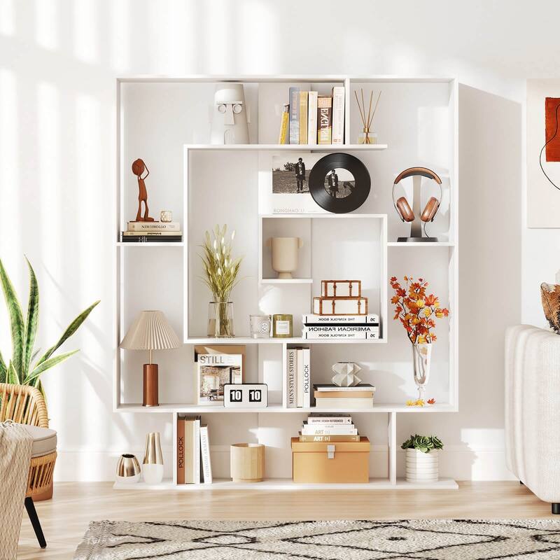 Costway 7-Tier Bookshelf Geometric Bookcase with 2 Anti-Tipping Kits - See Details