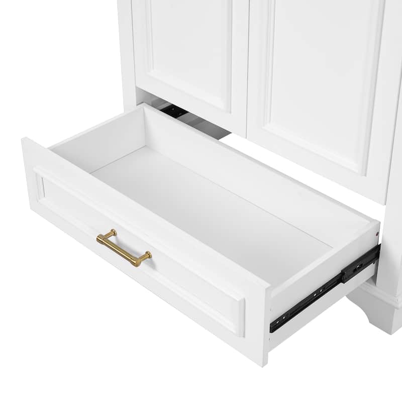 30'' Freestanding Bathroom Vanity with Single White Integrated Ceramic Sink - 30.5'' x 18.4'' x 33.9''