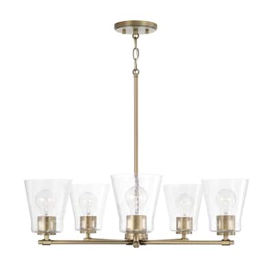 Baker 5-light Chandelier w/ Clear Seeded Glass