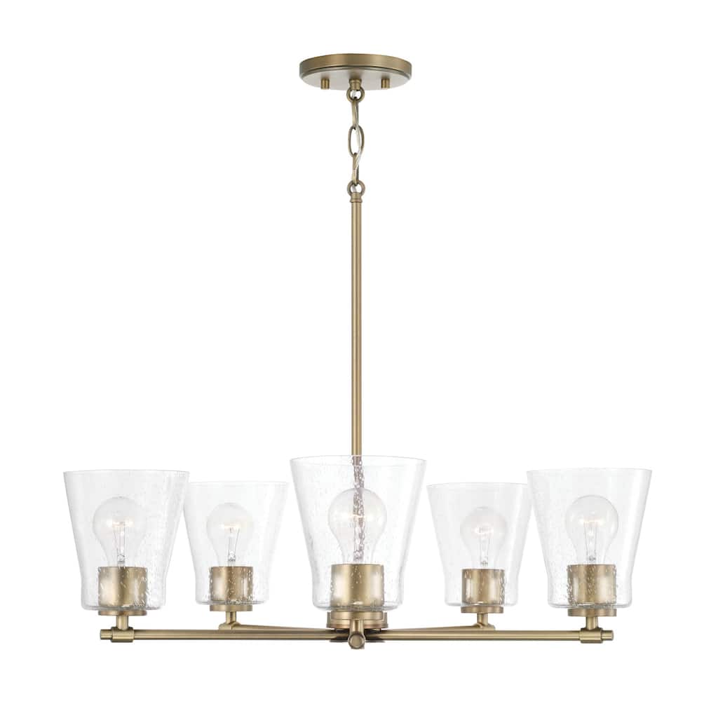 Baker 5-light Chandelier w/ Clear Seeded Glass