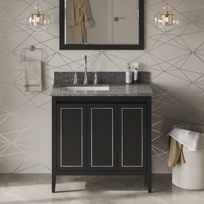 Jeffrey Alexander VKITPER36R-MARBLE Percival II 36" Free Standing - Black / Boulder - Anthracite Finish