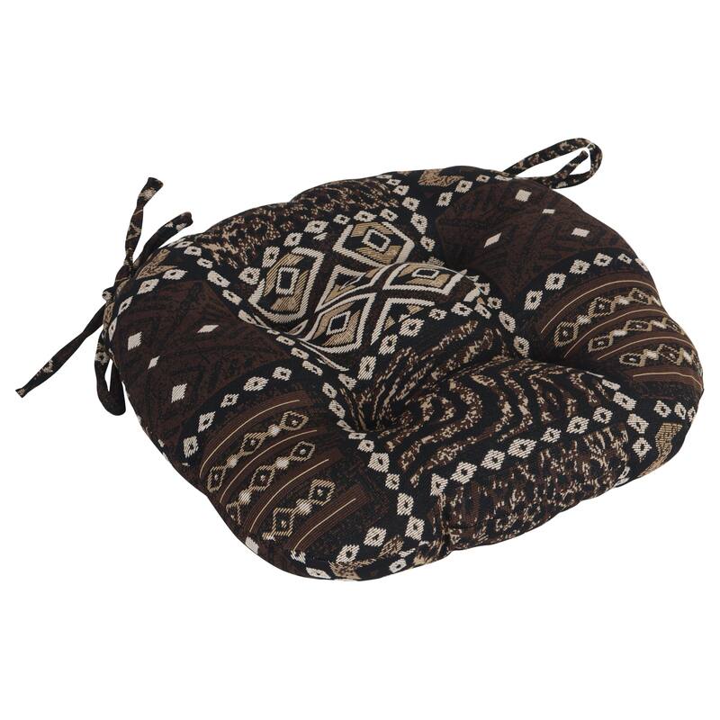 16-Inch Round Woven Tapestry Tufted Chair Cushions (Set of 2 or 4) - 16 x 16