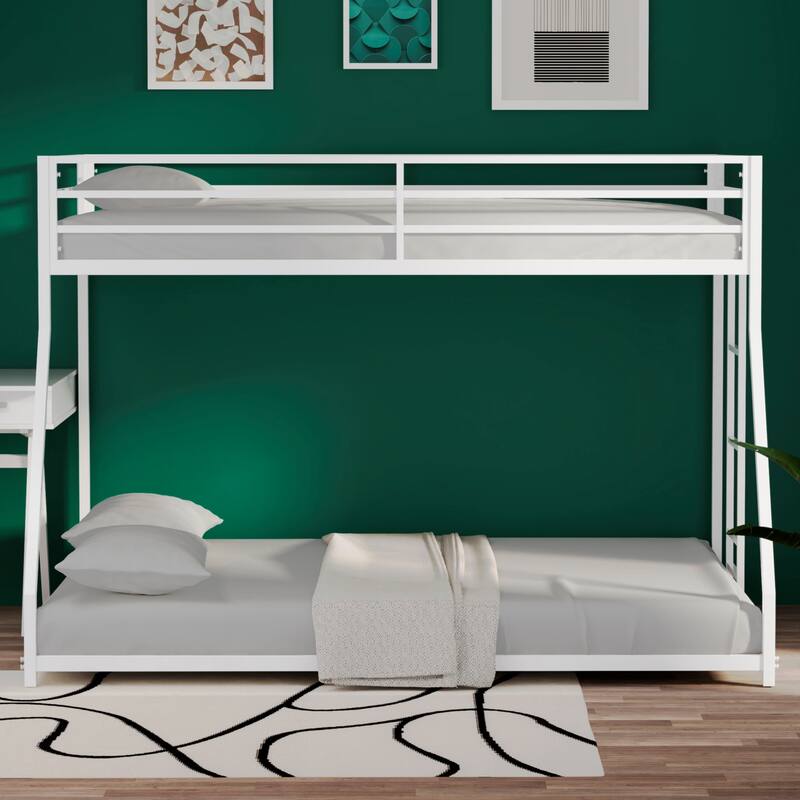 Jones Modern Twin Over Full Metal Bunk Bed by Christopher Knight Home - White