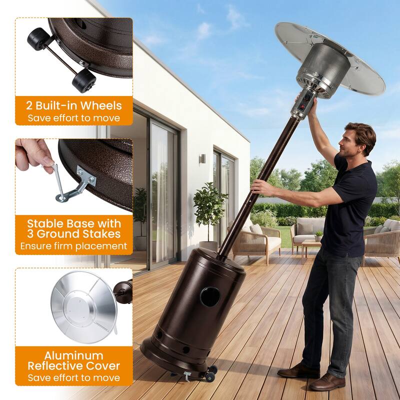 Gymax 50000 BTU Patio Propane Heater w/ Stainless Steel Burner & Safe